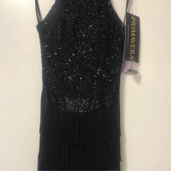 NWT: size 4 Primavera Couture Style #1943 Sequined and Fringe Cocktail Dress - Picture 2 of 4